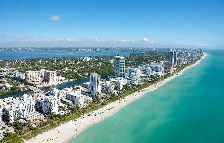 a city next to a body of water